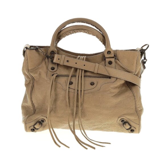 Balenciaga Agneau Classic Hardware Velo Dune City Bag Satchel